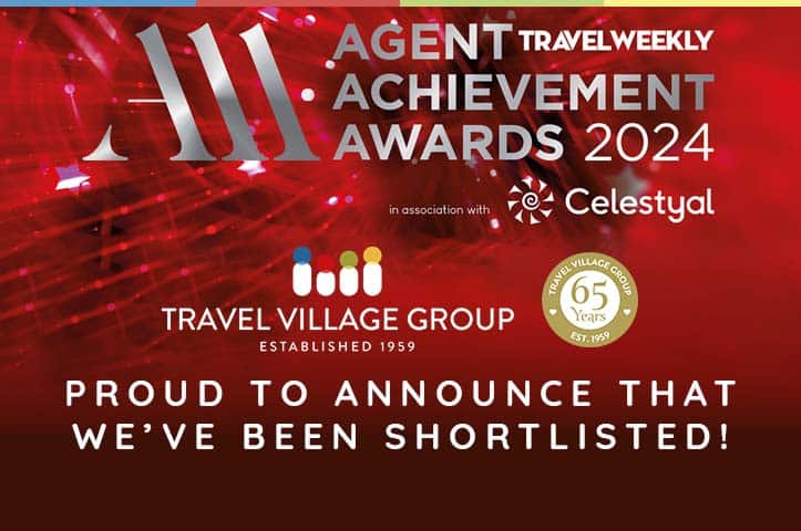 Travel Village Group are thrilled to share that we’ve made the shortlist for 5 accolades at the Travel Weekly Agent Achievement Awards 2024